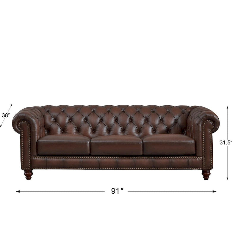 Top Grain Leather Chesterfield Sofa